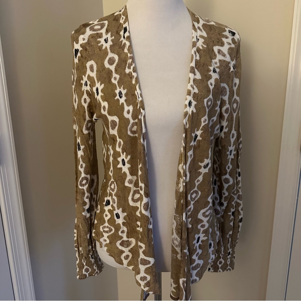 NIC+ZOE Tan and White Cardigan